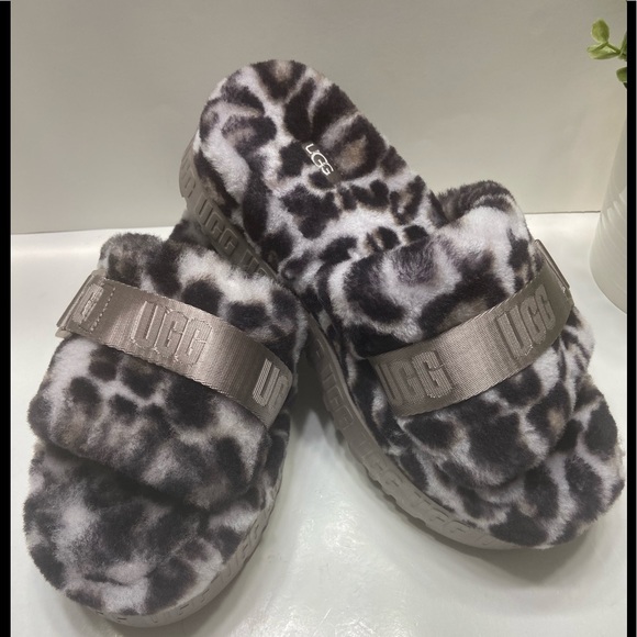 NEW UGG Women’s Fluffita Panther Print Slipper Slides Smokey Gray 6,7,8,9,10 - Picture 15 of 16